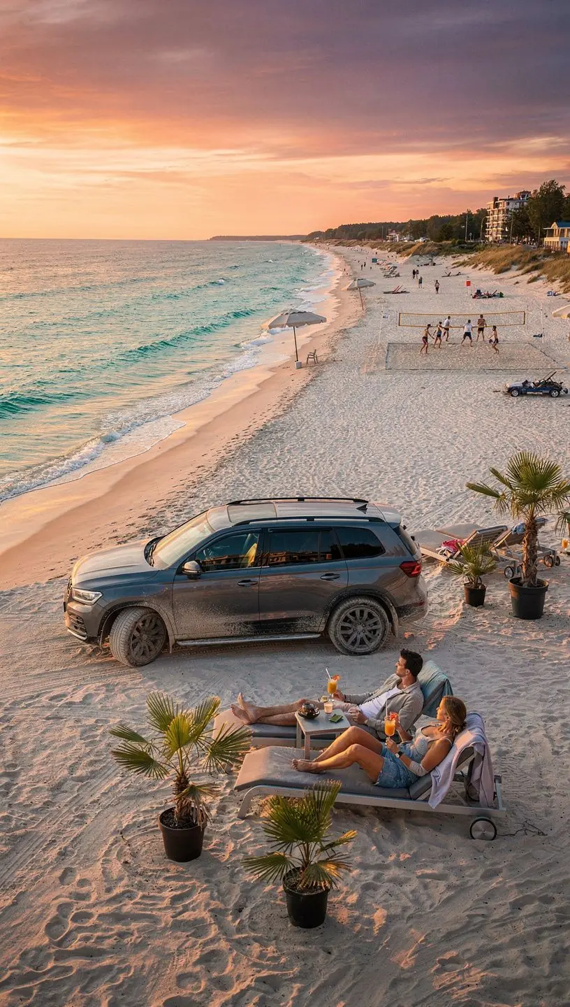 Travelers enjoying a picnic by a tranquil lake in Latvia, emphasizing the relaxing aspects of a road trip adventure.